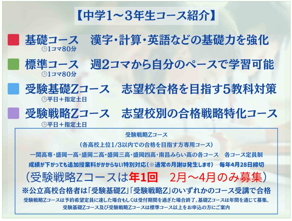 盛岡学習塾 中学生無料体験3画像