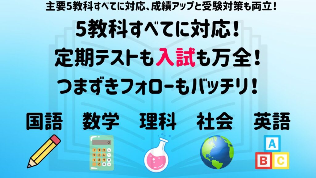 盛岡学習塾の5教科対応