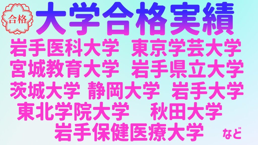 盛岡学習塾大学合格実績