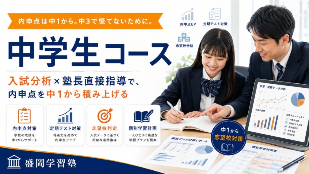 盛岡市 中学生塾｜内申点対策・定期テスト1.5ヶ月前から｜岩手県立高校
